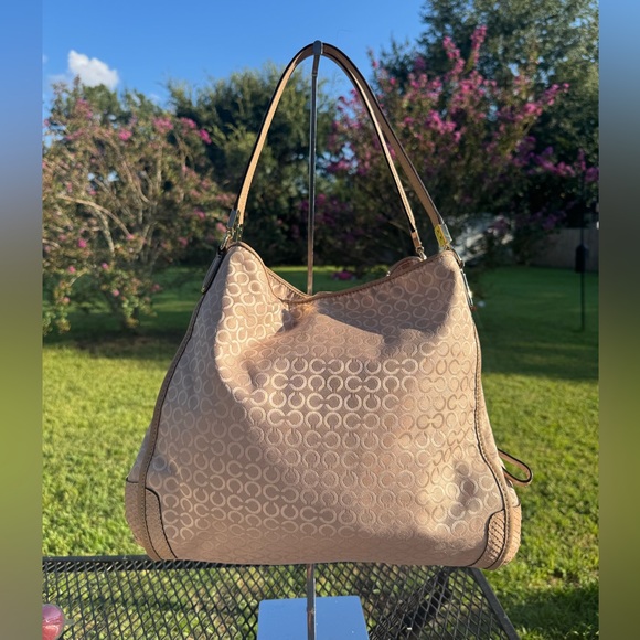 Coach Madison Phoebe Op Art Pearlescent Fabric and Leather Shoulder Bag - Picture 2 of 13